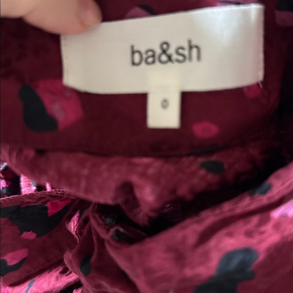 BA&SH / Tomy printed satin slip jacquard midi skirt Bordeaux Leopard 0 - Picture 6 of 8